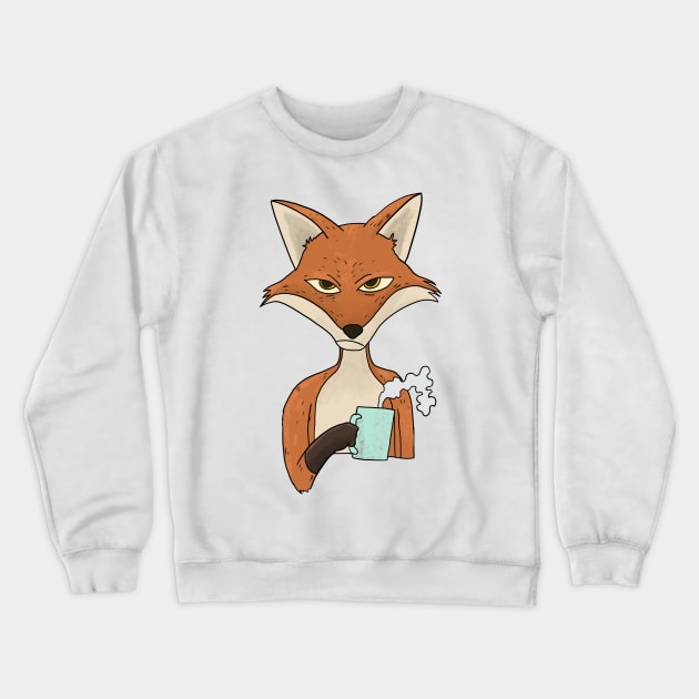 Grumpy Fox with Coffee Morning Grouch Crewneck Sweatshirt by Mesyo